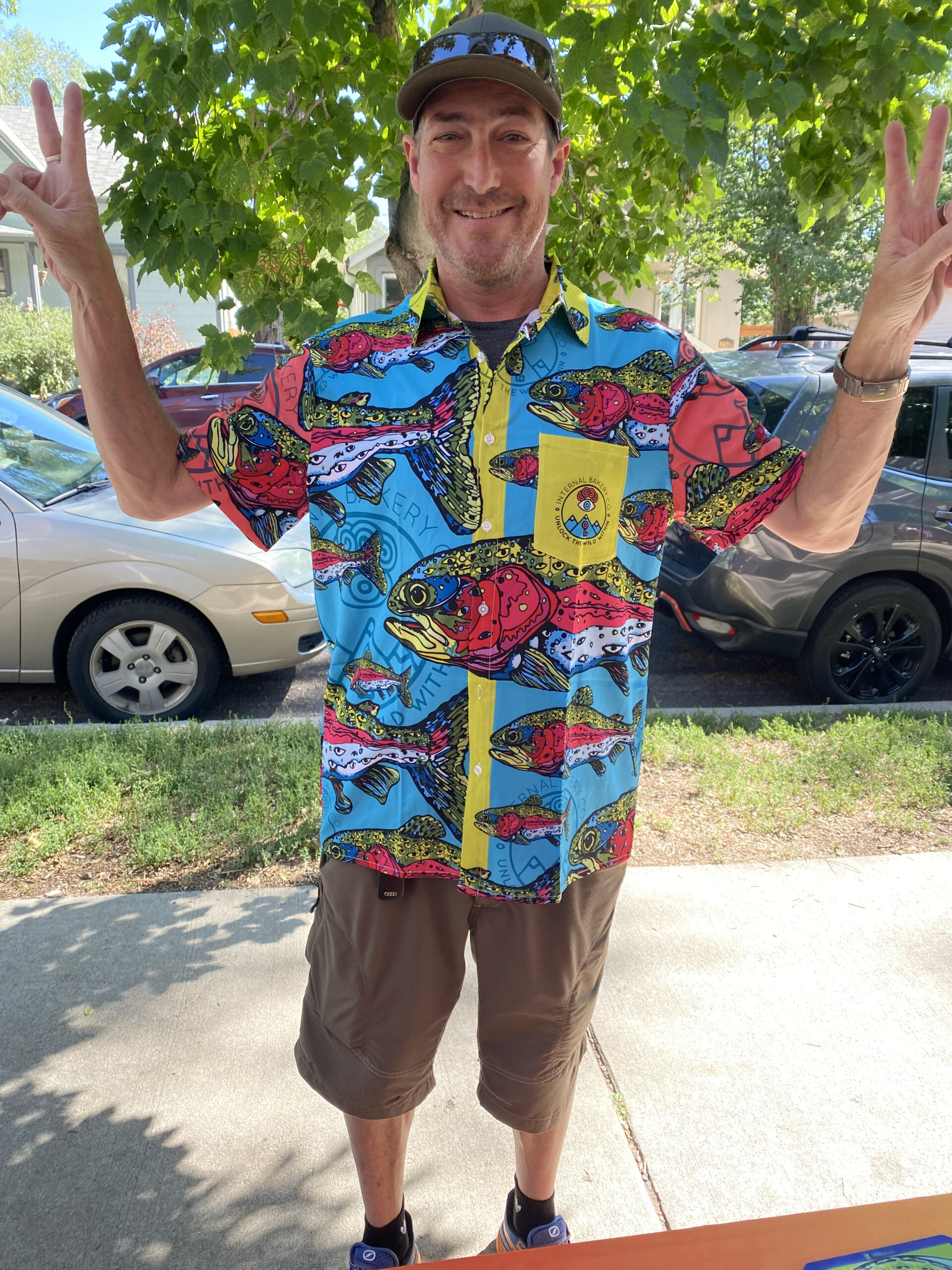 LOOKOUT (RAINBOW) TROU BUTTON UP SHIRT BY INTERNAL BAKERY CO.