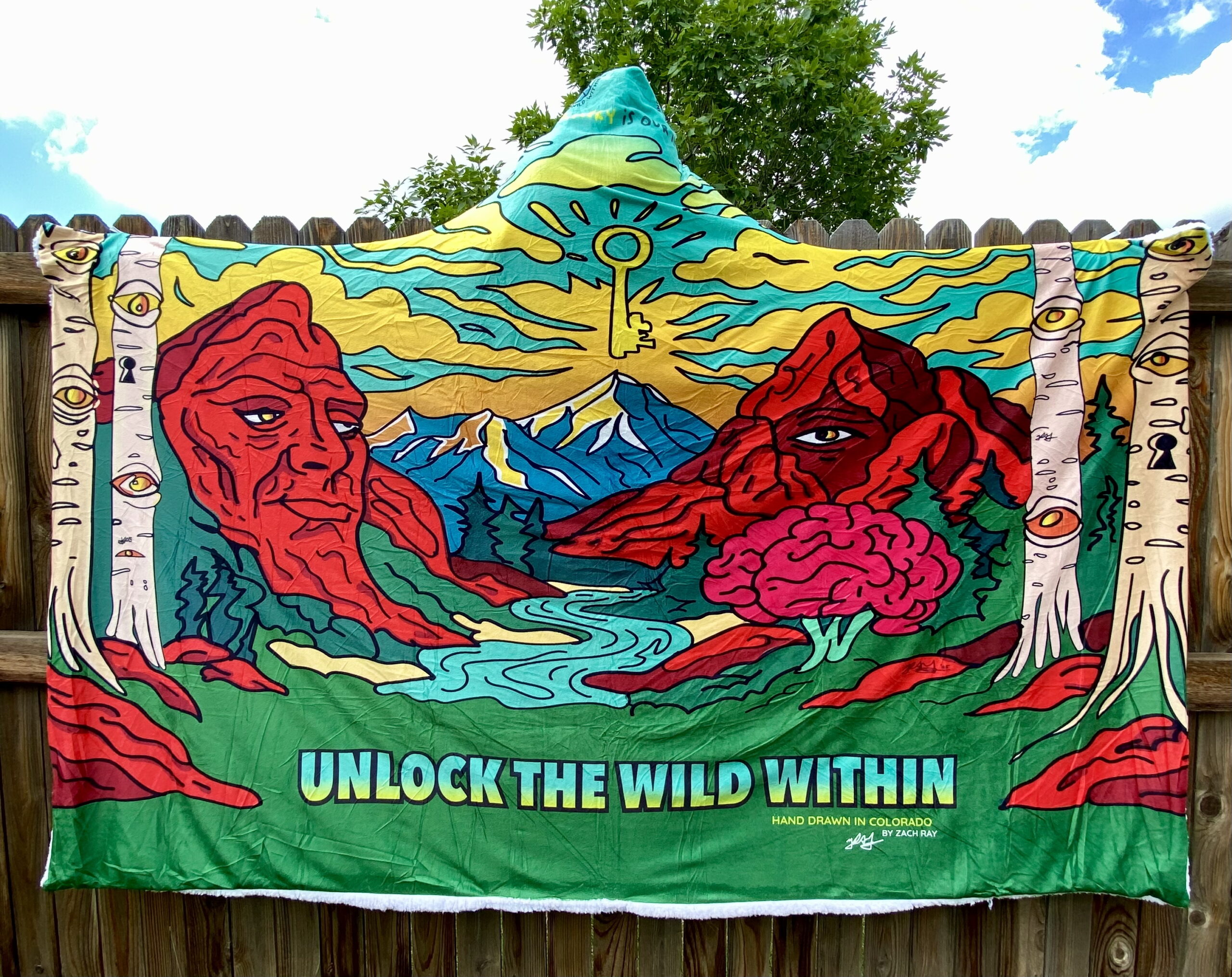 Wrap Yourself in Wild Comfort Perfect for cool Colorado evenings, festival nights, or stargazing in the backyard. These hooded blankets feature my original hand-drawn artwork printed in vibrant detail on luxuriously soft crystal velvet, with plush Berber fleece inside for warmth. Lightweight, cozy, and expressive, each cloak blanket is designed to move with you—whether you’re dancing in a field, camping under the stars, or simply unlocking the wild within from your couch. ✨ One size fits most (60" x 80") 🌀 Hand loop in the top corner for easy wrap-around comfort 🌿 Soft, lightweight, and warm 🎶 Perfect for festivals, camping, concerts, or home 🎨 Features 3 exclusive Internal Bakery designs
