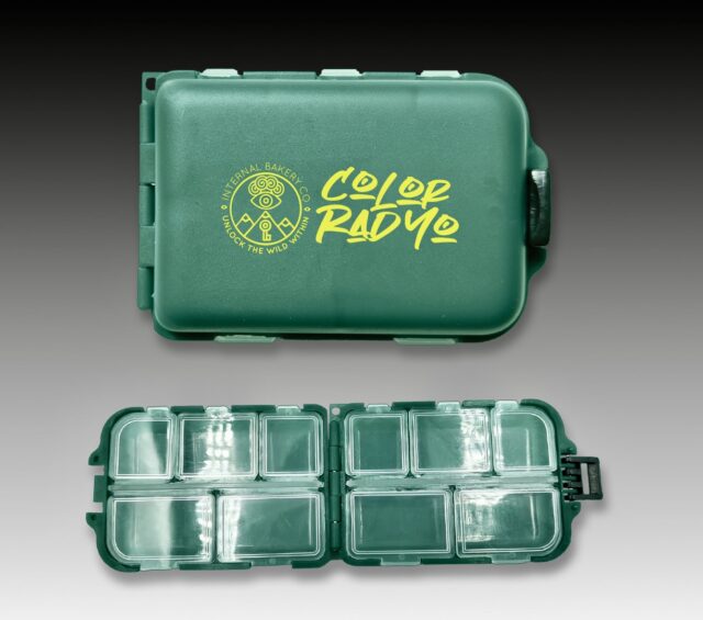 Your pocket-sized sidekick for the river, the trail, and everywhere in between. With 10 compartments, this versatile box folds in half and snaps shut to slip neatly into the front pocket of your shirt. Whether you’re storing fishing tackle, daily meds, or micro-essentials, the Catch & Stash Box keeps it all organized and within reach. Each box is stamped with our original “Color Rad Yo” design — a playful tribute to the beauty of Colorado and the wild spirit that inspires Internal Bakery. ✨ Why You’ll Love It: 10 compartments to keep small items secure Compact fold & snap design — fits right in your pocket Multi-use: tackle, meds, or everyday essentials Lightweight, durable, and ready for adventure Features our exclusive “Color Rad Yo” design Elevate your lifestyle — catch it, stash it, and carry the wild with you.