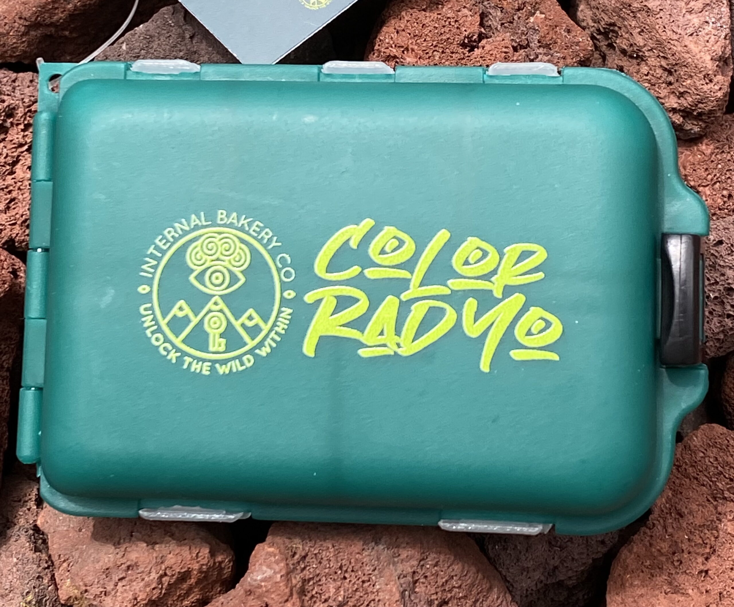 Your pocket-sized sidekick for the river, the trail, and everywhere in between. With 10 compartments, this versatile box folds in half and snaps shut to slip neatly into the front pocket of your shirt. Whether you’re storing fishing tackle, daily meds, or micro-essentials, the Catch & Stash Box keeps it all organized and within reach. Each box is stamped with our original “Color Rad Yo” design — a playful tribute to the beauty of Colorado and the wild spirit that inspires Internal Bakery. ✨ Why You’ll Love It: 10 compartments to keep small items secure Compact fold & snap design — fits right in your pocket Multi-use: tackle, meds, or everyday essentials Lightweight, durable, and ready for adventure Features our exclusive “Color Rad Yo” design Elevate your lifestyle — catch it, stash it, and carry the wild with you.
