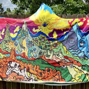Wrap Yourself in Wild Comfort Perfect for cool Colorado evenings, festival nights, or stargazing in the backyard. These hooded blankets feature my original hand-drawn artwork printed in vibrant detail on luxuriously soft crystal velvet, with plush Berber fleece inside for warmth. Lightweight, cozy, and expressive, each cloak blanket is designed to move with you—whether you’re dancing in a field, camping under the stars, or simply unlocking the wild within from your couch. ✨ One size fits most (60" x 80") 🌀 Hand loop in the top corner for easy wrap-around comfort 🌿 Soft, lightweight, and warm 🎶 Perfect for festivals, camping, concerts, or home 🎨 Features 3 exclusive Internal Bakery designs