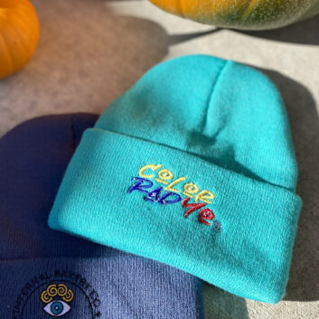 Color Rad Yo — Internal Bakery Beanie 🧢🌄 Say it fast, say it twice — you might never call it Colorado again. Introducing Color Rad Yo, a fresh twist on our home state, designed and brought to life by Internal Bakery. This cozy beanie features a rich green-teal base stitched with Lime, Sky Blue, and White threads, bringing a burst of color to cold-weather adventures. And—like all Internal Bakery designs—look closely and you might spot a hidden face woven within the font. Soft, bold, and full of imagination, it’s the perfect blend of warmth and wild style. Details: 🪡 Internal Bakery original design & embroidery 🌀 Green-Teal beanie with Lime, Sky Blue & White stitching 🎨 Hidden artistic touch within the font 🌄 Designed with love in Colorado Stay warm. Stay Rad. Go Color Rad Yo.