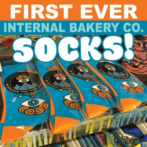 Step into comfort with a little wild energy built in. These socks are designed for everyday wear but made to carry the spirit of the wild within. Soft, breathable, and built for all-day comfort, they’re perfect for slow mornings, long adventures, market days, or just kicking back and dreaming up your next move. Each pair features original Internal Bakery artwork—hand-drawn designs inspired by nature, imagination, and the hidden faces in the world around us. They’re not just socks—they’re a small wearable piece of art that keeps your creativity moving from the ground up. Details: Soft, breathable fabric blend for all-day comfort Mid-weight feel (perfect for year-round wear) Stretch fit for most sizes Durable knit for everyday use Original Internal Bakery Co. artwork design Care: Machine wash cold, tumble dry low. Flip inside out to preserve print vibrancy. Wear them loud. Wear them weird. Wear them like you mean it.